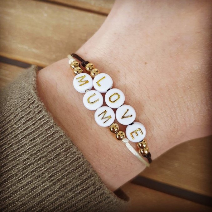 Lot de deux bracelets (écriture dorée)