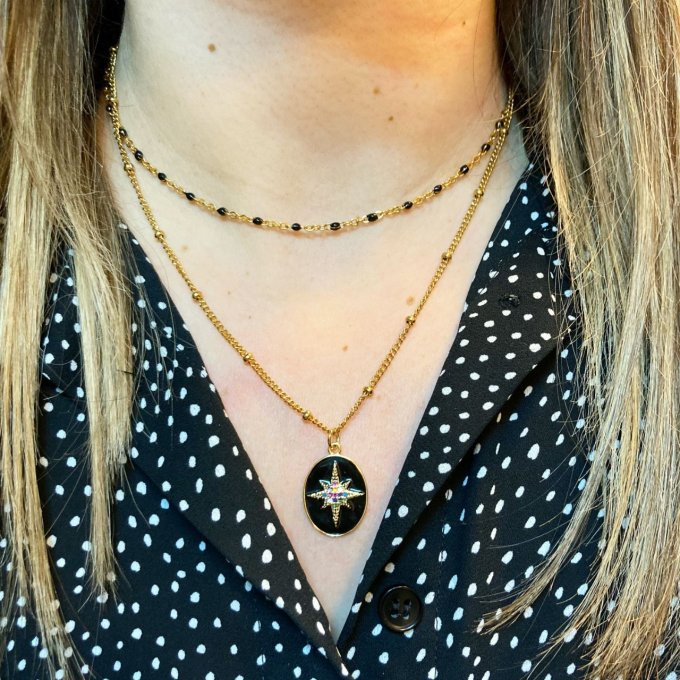 Collier acier inoxydable doré Etoile du nord