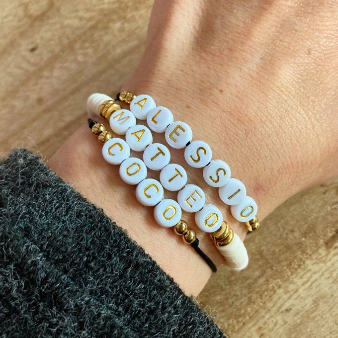 Bracelet réglable cordon, écriture dorée 